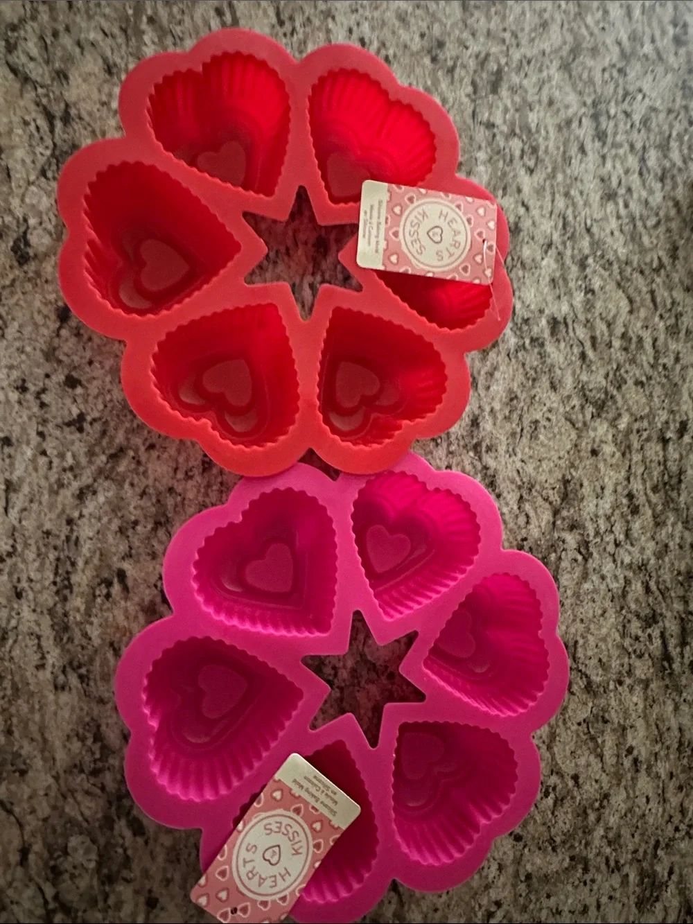 2 Red and Pink Heart Silicone Mold for Baking and Crafts - Unbranded